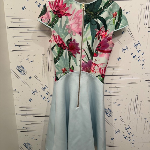Ted Baker Anushia Floral Skater Dress, Blue, Size 0 - Picture 7 of 7